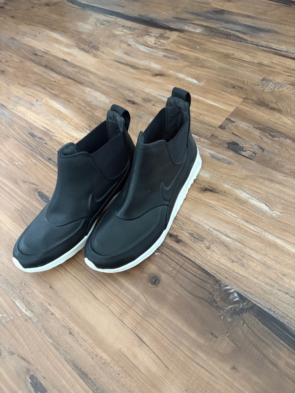 Nike Women’s Black Slip-On Ankle Booties with White Sole